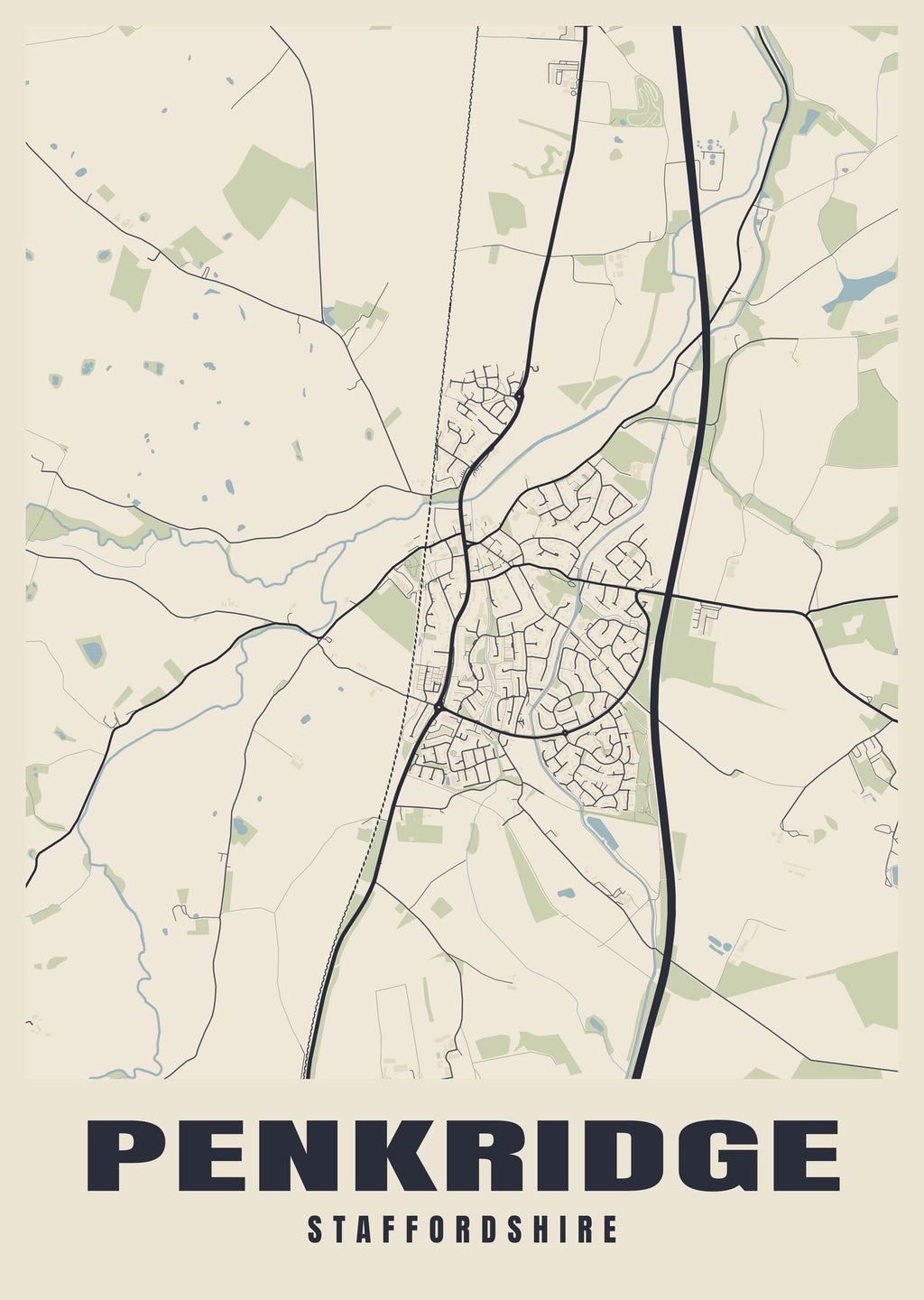 Street map poster of Penkridge, Staffordshire