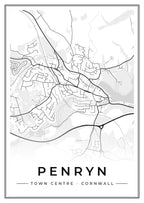 Street map poster of Penryn town centre, Cornwall