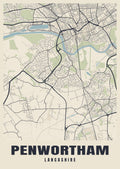Street map poster of Penwortham, Lancashire