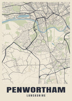 Street map poster of Penwortham, Lancashire