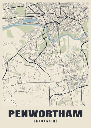 Penwortham Street Map Poster