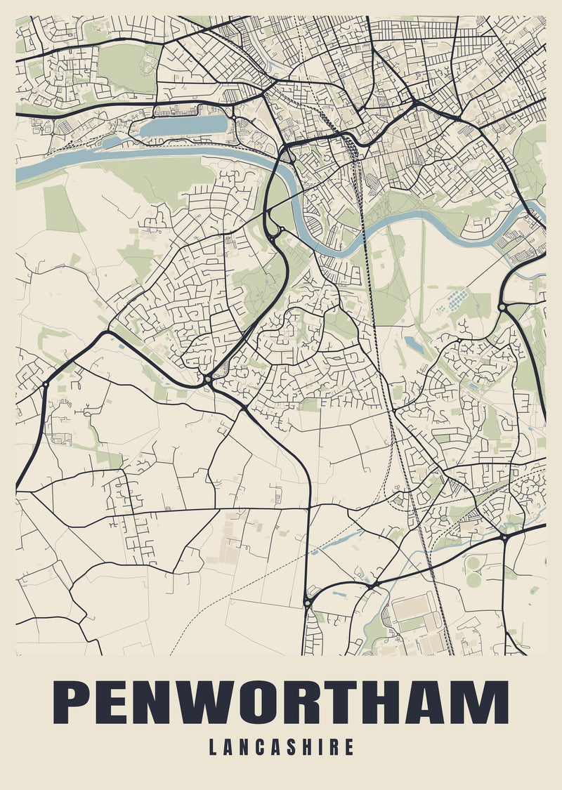 Penwortham Street Map Poster