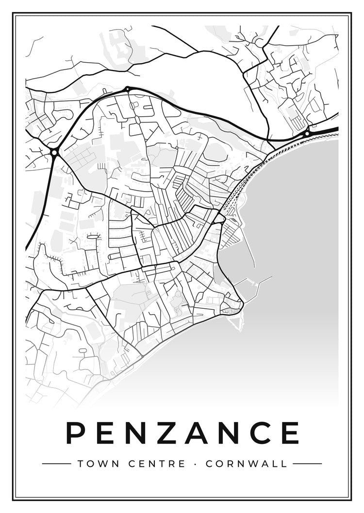 Penzance Town Centre Street Map Poster