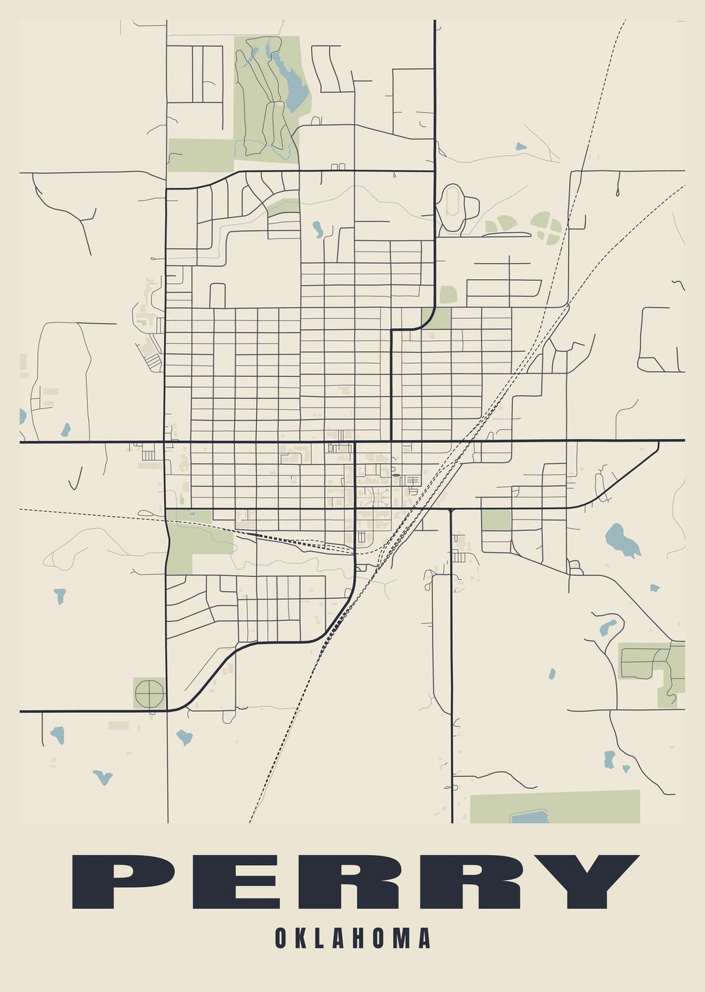 Street map poster of Perry, Oklahoma
