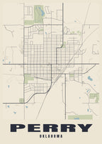 Street map poster of Perry, Oklahoma