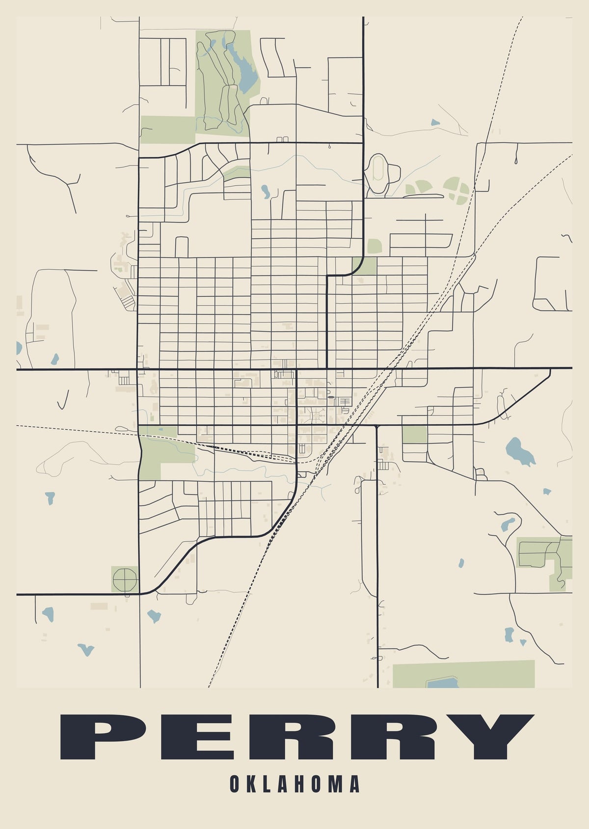 Street map poster of Perry, Oklahoma