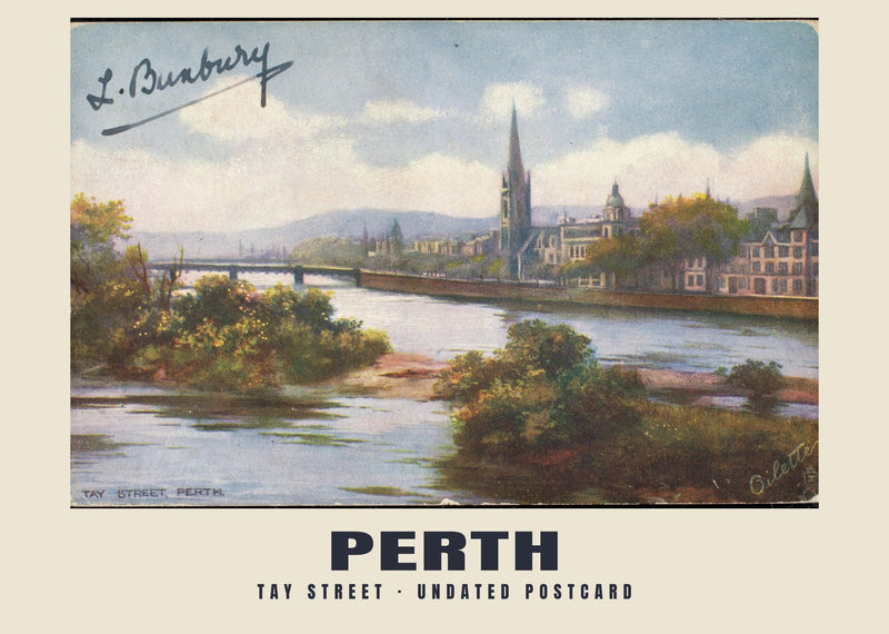 Tay Street, Perth — 20th century, undated · Historic illustrated postcard print