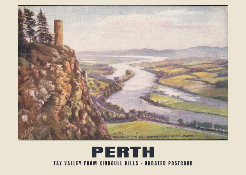 Tay Valley from Kinnoull Hills, Perth — 20th century, undated · Historic illustrated postcard print