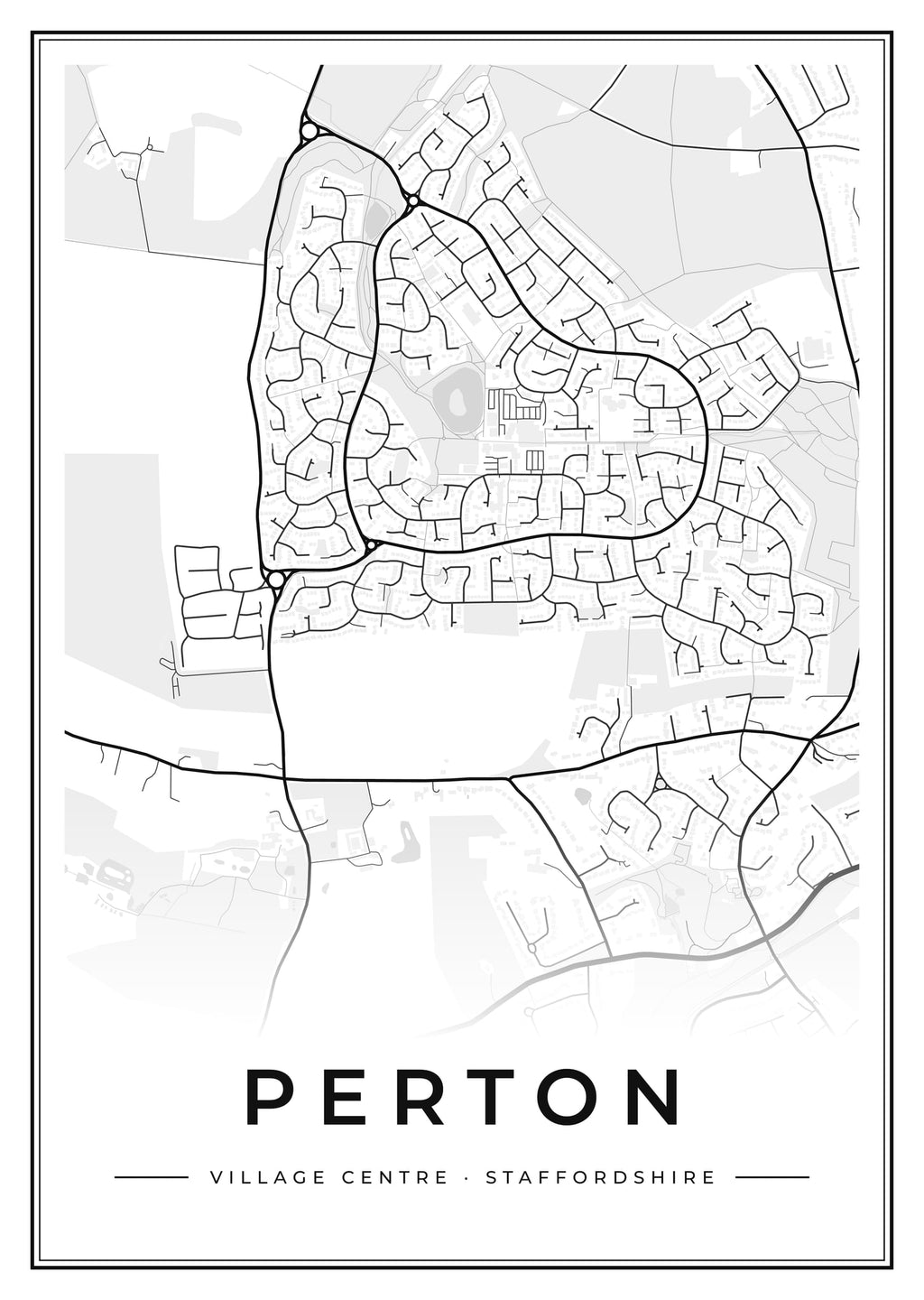 Street map poster of Perton village centre, Staffordshire
