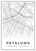 Street map poster of downtown Petaluma, California