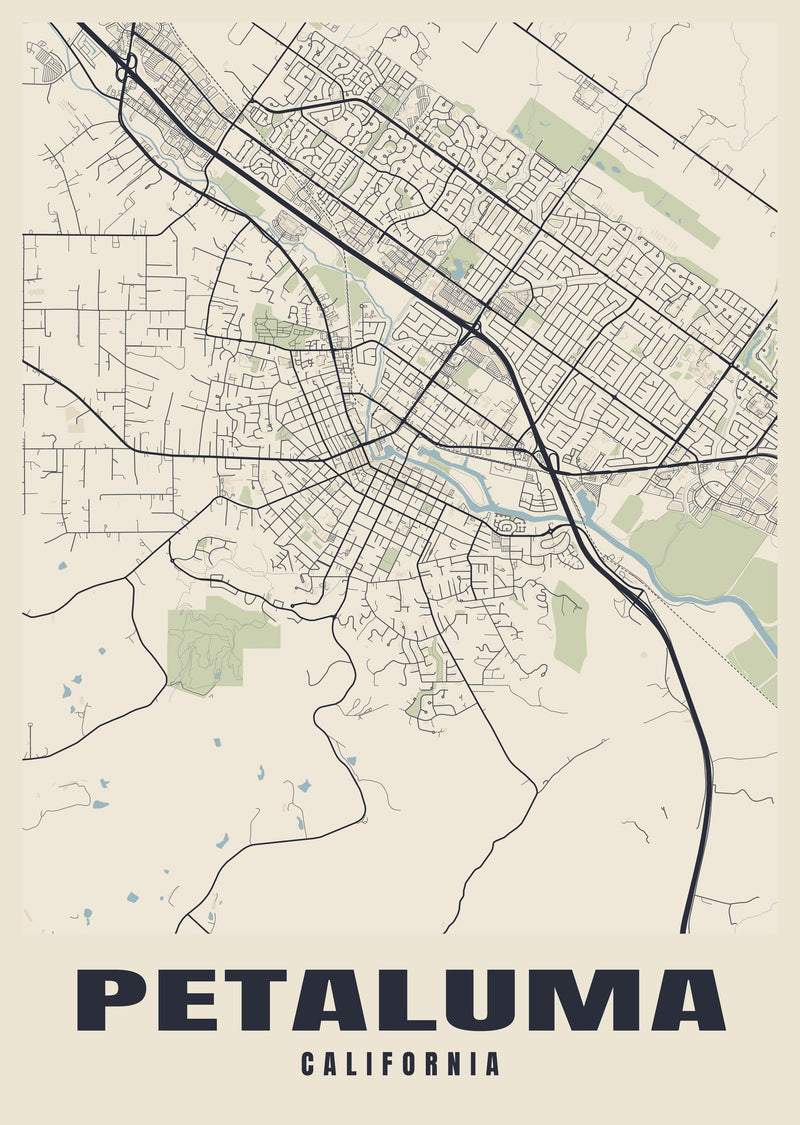 Petaluma Street Map Poster