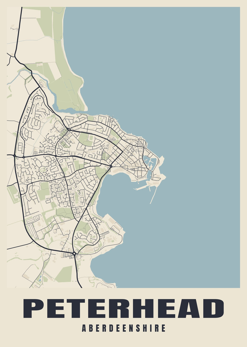 Street map poster of Peterhead, Aberdeenshire