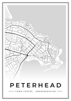 Street map poster of Peterhead town centre, Aberdeenshire