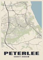 Street map poster of Peterlee, County Durham