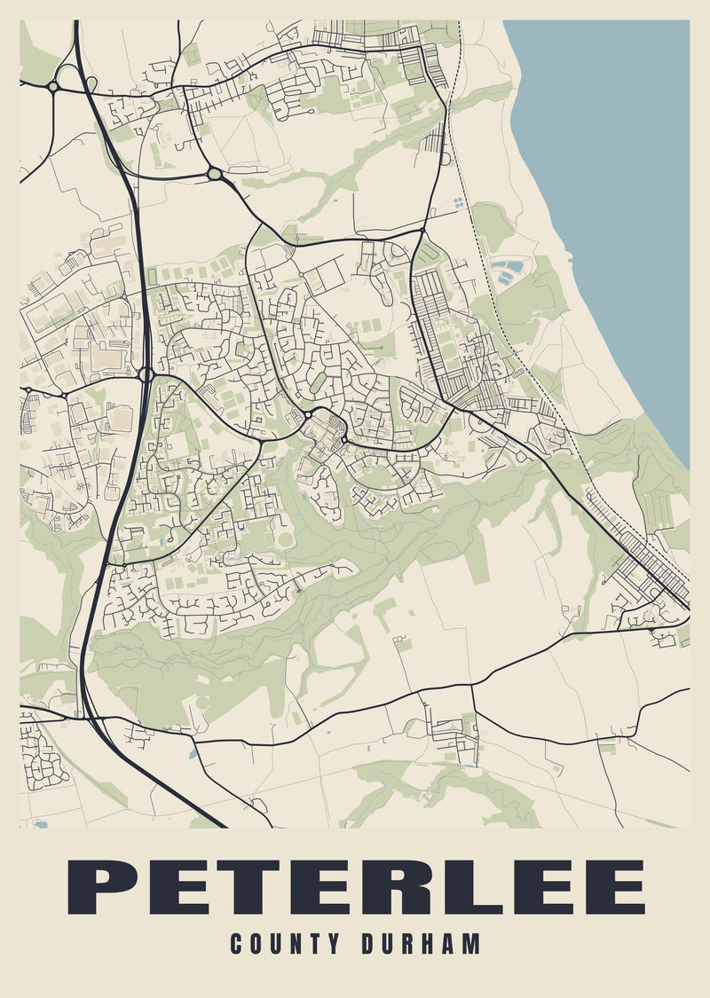 Peterlee Street Map Poster