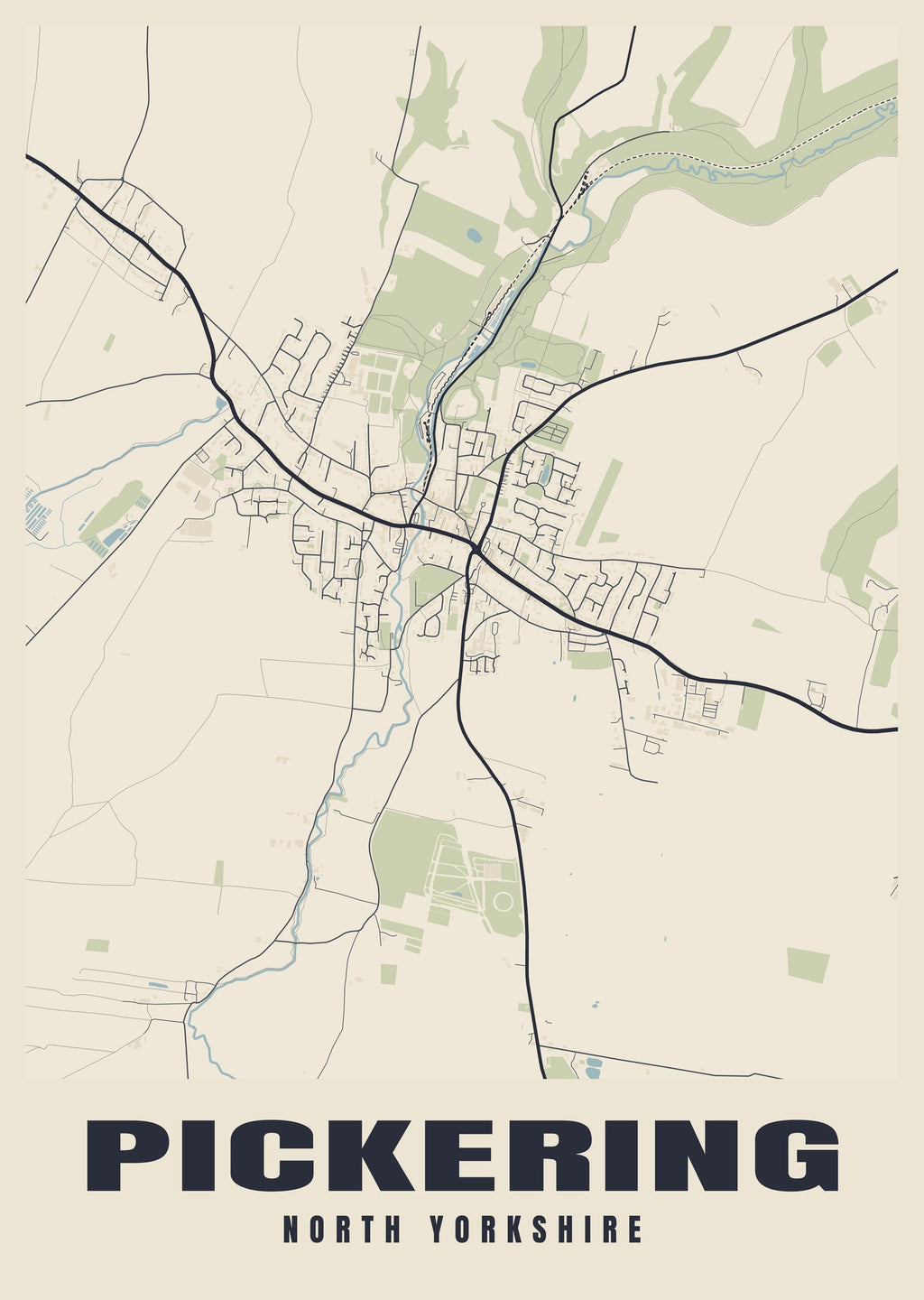 Street map poster of Pickering, North Yorkshire