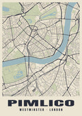 Heritage street map poster of Pimlico, Westminster, London