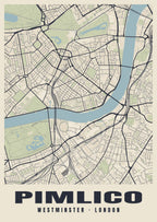 Heritage street map poster of Pimlico, Westminster, London