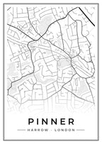 Street map poster of Pinner, Harrow, London