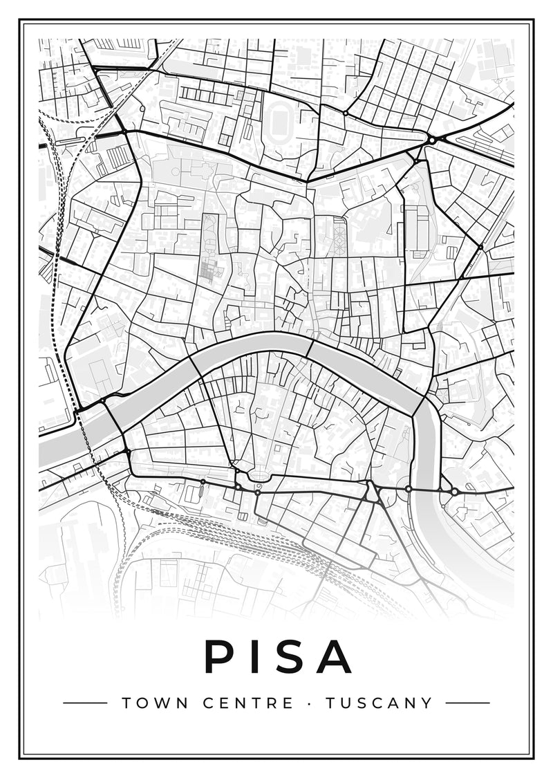 Pisa Town Centre Street Map Poster