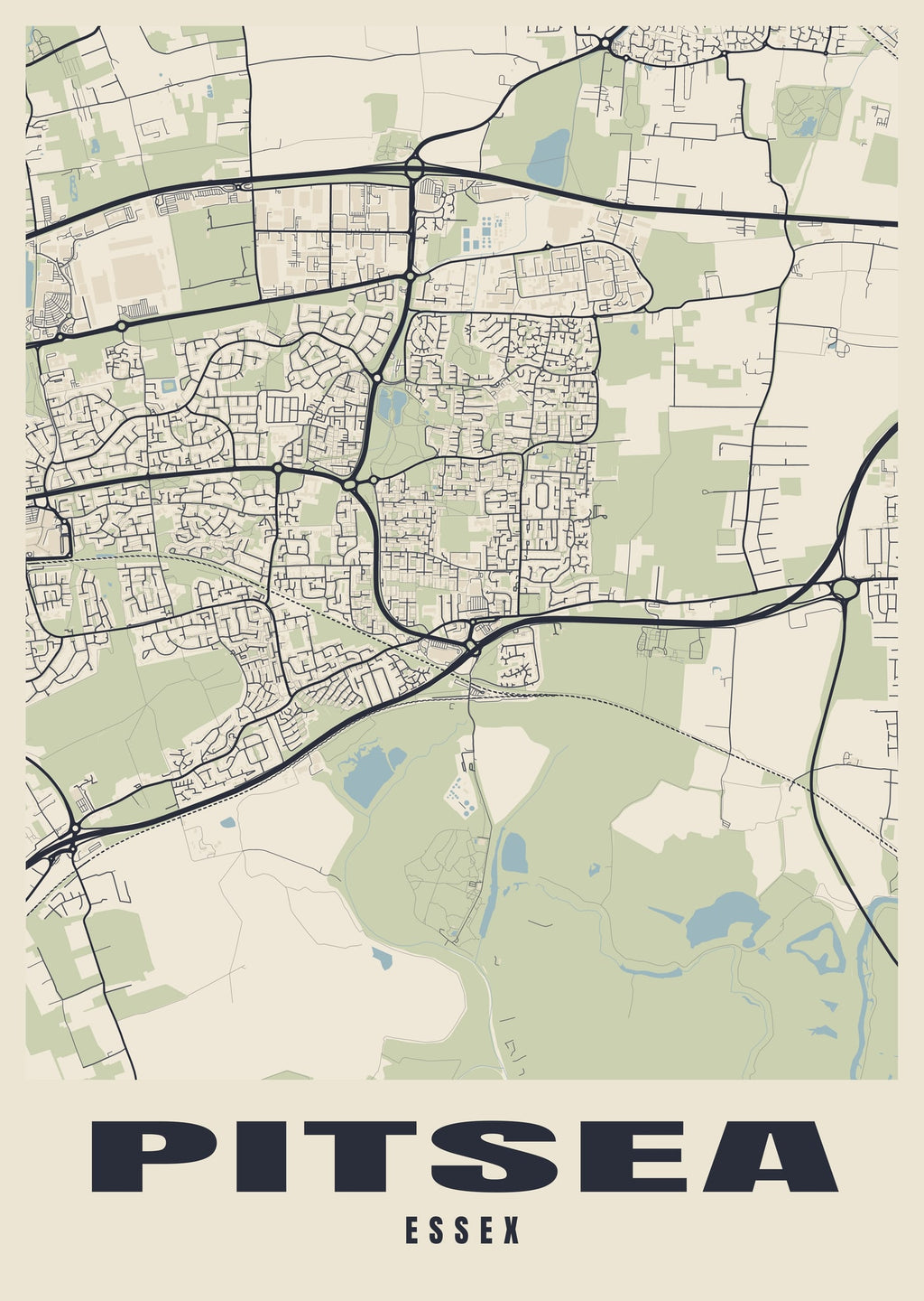 Street map poster of Pitsea, Essex
