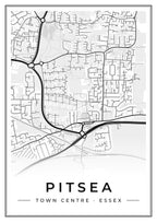 Street map poster of Pitsea town centre, Essex