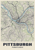 Street map poster of Pittsburgh, Pennsylvania