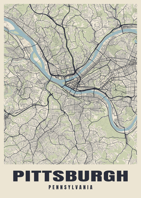 Pittsburgh Street Map Poster