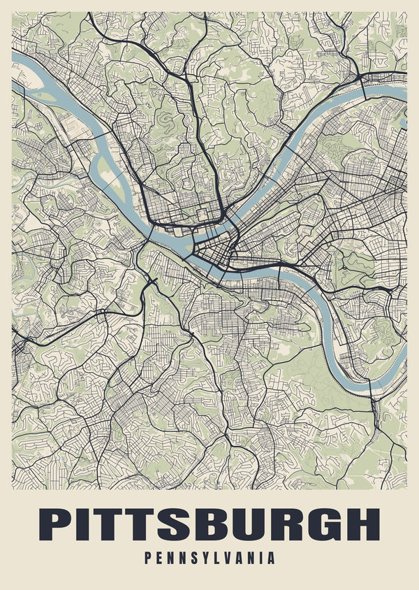Pittsburgh Street Map Poster