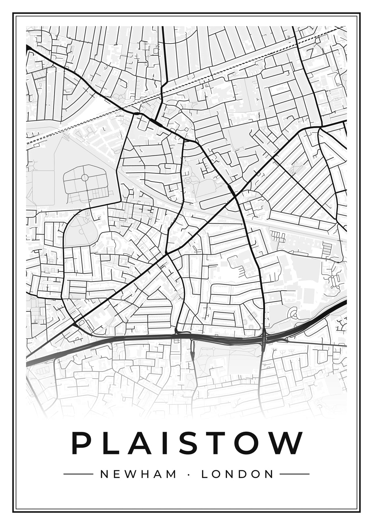 Street map poster of Plaistow, Newham, London