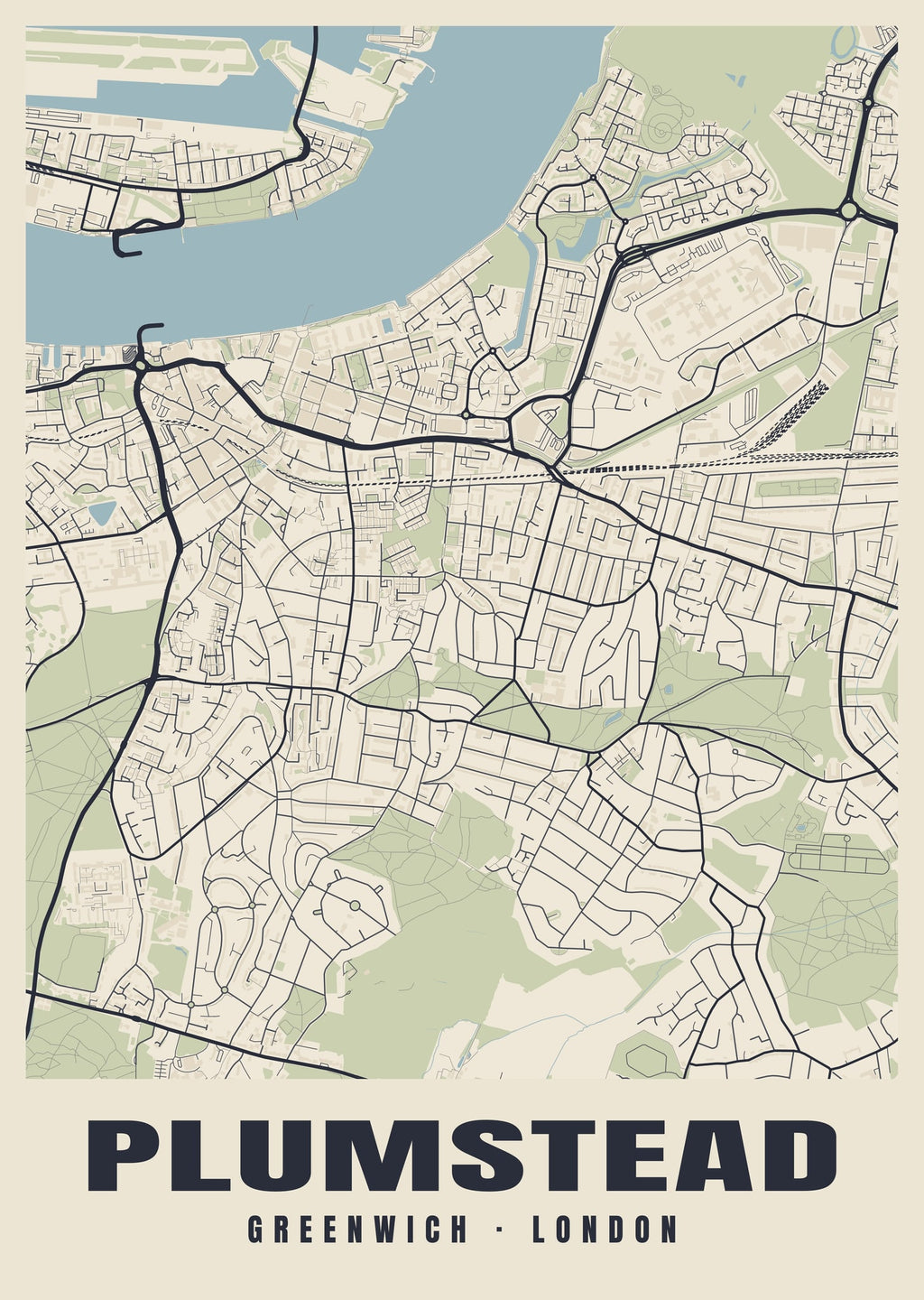 Heritage street map poster of Plumstead, Greenwich, London