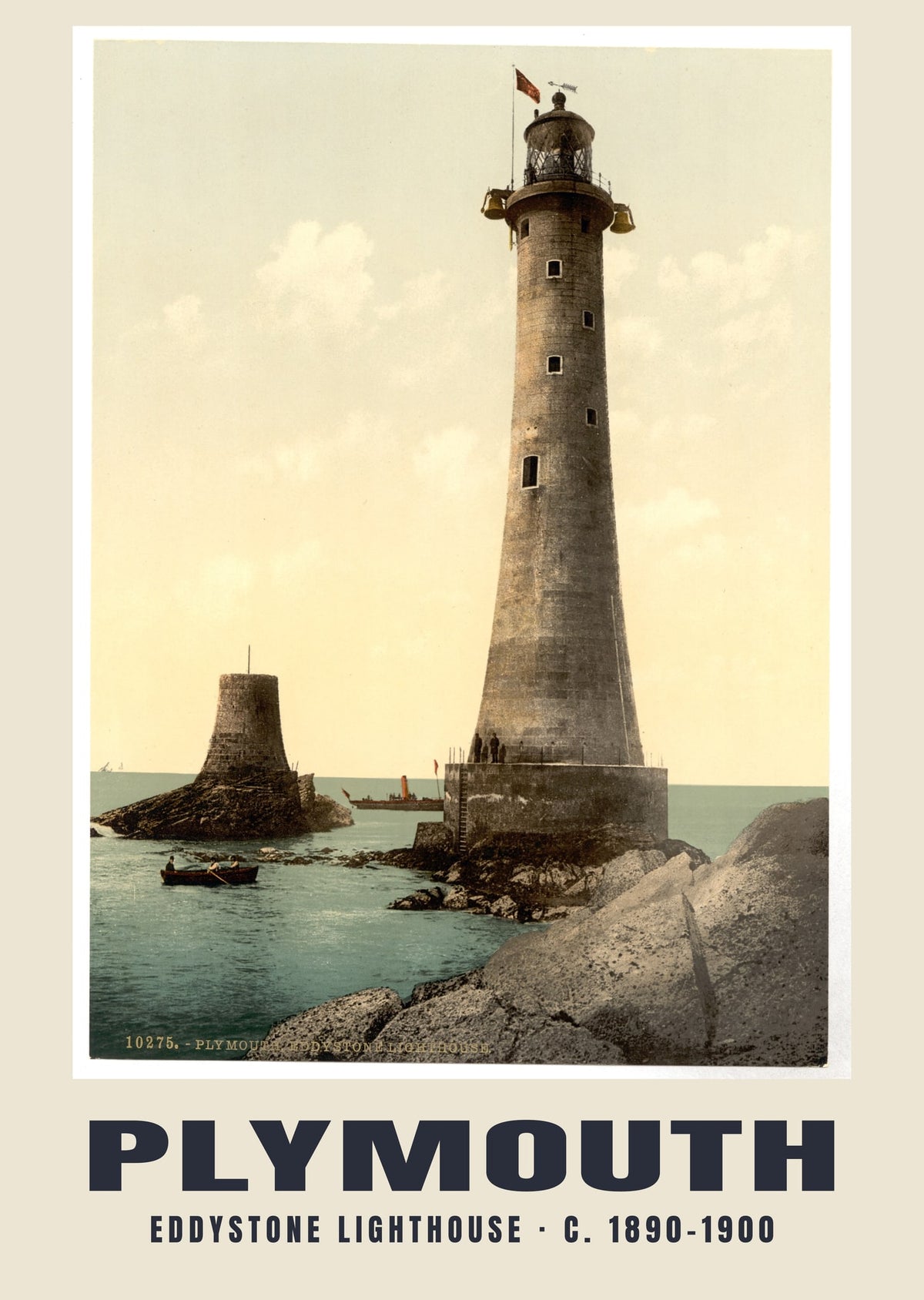 Eddystone Lighthouse, Plymouth, c. 1890–1900 heritage photograph