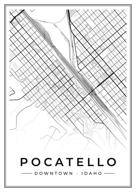 Pocatello Downtown Street Map Poster