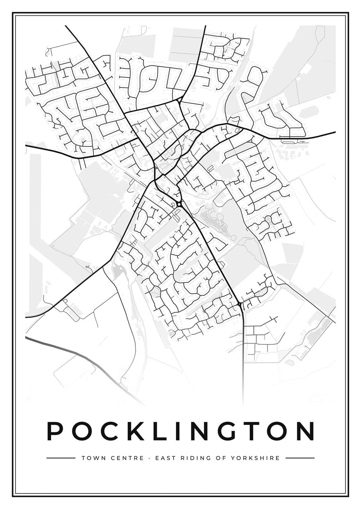 Street map poster of Pocklington town centre, East Riding of Yorkshire