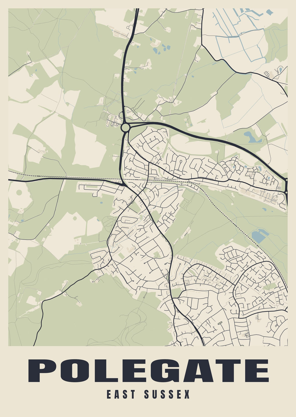 Street map poster of Polegate, East Sussex