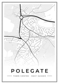 Street map poster of Polegate town centre, East Sussex