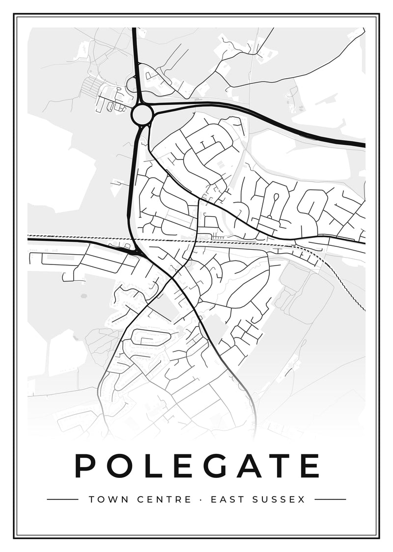 Polegate Town Centre Street Map Poster