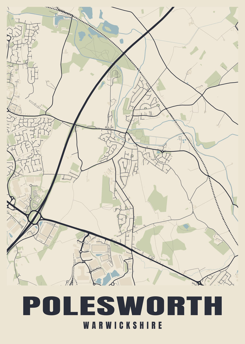Street map poster of Polesworth, Warwickshire