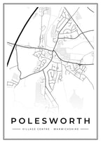 Street map poster of Polesworth village centre, Warwickshire
