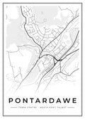 Street map poster of Pontardawe town centre, Neath Port Talbot