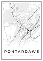 Street map poster of Pontardawe town centre, Neath Port Talbot