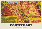 Pontefract Castle poster, Retro Railway style