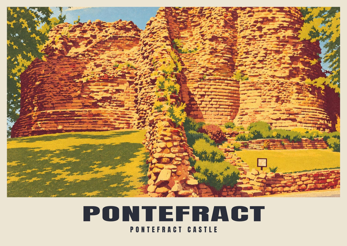 Pontefract Castle poster, Retro Railway style