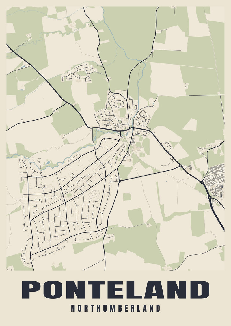 Ponteland Street Map Poster