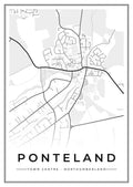 Street map poster of Ponteland town centre, Northumberland