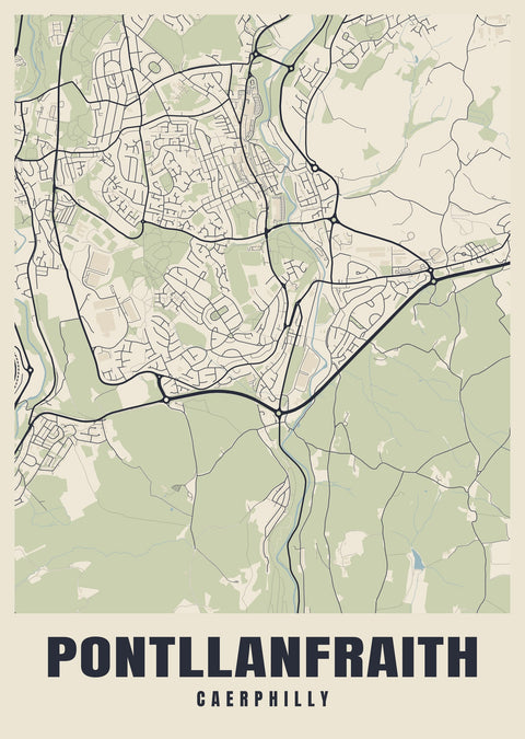 Pontllanfraith Street Map Poster