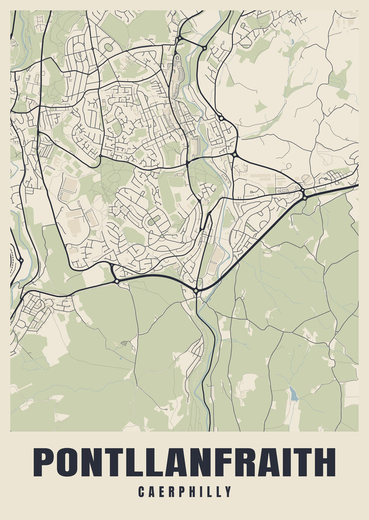 Pontllanfraith Street Map Poster
