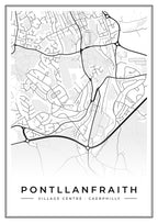 Street map poster of Pontllanfraith village centre, Caerphilly