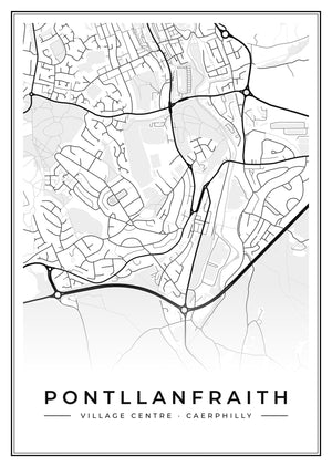 Pontllanfraith Village Centre Street Map Poster