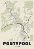 Street map poster of Pontypool, Torfaen